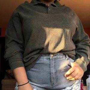 Oversized Unisex Ribbed Forest Green Sweater